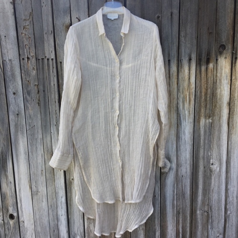 Arje Pleated Tie Front Blouse Cream L - Picture 12 of 12